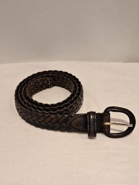 Brown And Black Woven Leather Mens Belt Size 42